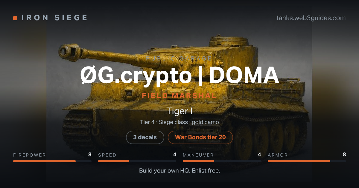 Share card for ØG.crypto | DOMA: Field Marshal, fielding the Tiger I.