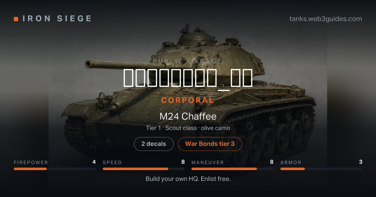 Share card for 𝐑𝐀𝐕𝐈𝐍𝐃𝐑𝐀_𝟖𝐒: Corporal, fielding the M24 Chaffee.
