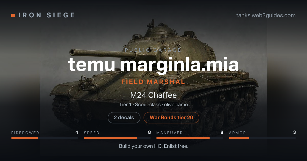 Share card for temu marginla.mia: Field Marshal, fielding the M24 Chaffee.