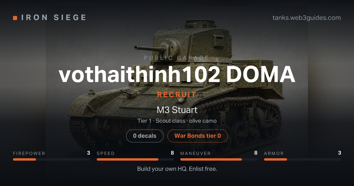 Share card for vothaithinh102 DOMA: Recruit, fielding the M3 Stuart.